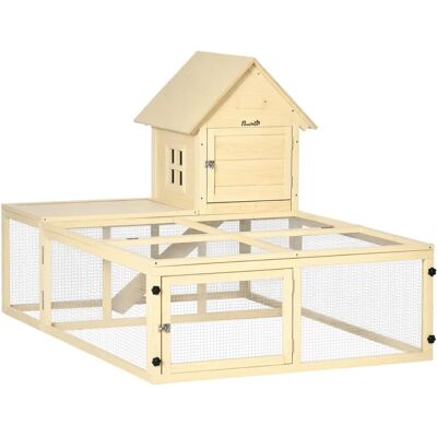 PawHut Clapier pour lapins - Cage en bois à deux niveaux - Publicité PawHut Clapier pour lapins - Cage en bois à deux niveaux - Publicité