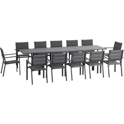 Outsunny Gartenmöbel-Set aus Aluminium & Textilene - Ausziehbarer Tisch 12 Personen Outsunny Gartenmöbel-Set aus Aluminium & Textilene - Ausziehbarer Tisch 12 Personen