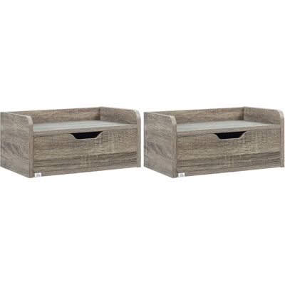 Tables de Nuit Murales HOMCOM - Gris Contemporain - 40x30x19,5cm - Publicité Tables de Nuit Murales HOMCOM - Gris Contemporain - 40x30x19,5cm - Publicité
