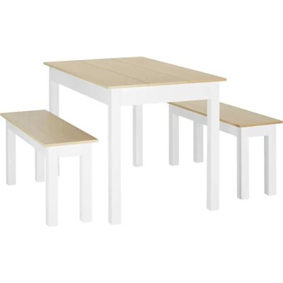 Set da pranzo HOMCOM in Rovere Bianco 3 Pezzi Set da pranzo HOMCOM in Rovere Bianco 3 Pezzi