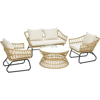 Outsunny Gartenmöbel-Set - Sand und Creme - 4 Teile Outsunny Gartenmöbel-Set - Sand und Creme - 4 Teile