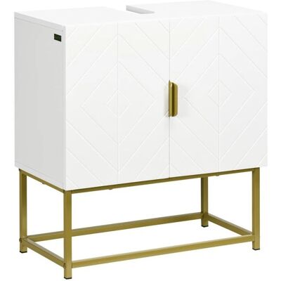 Meuble salle de bain Kleankin - 60x30x65 cm - Blanc - Publicité Meuble salle de bain Kleankin - 60x30x65 cm - Blanc - Publicité