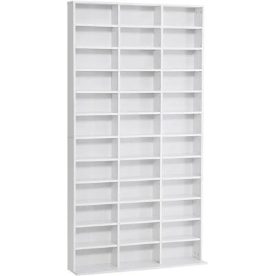 HOMCOM Estantería ajustable blanca para CDs/DVDs - Biblioteca para 1116 CDs HOMCOM Estantería ajustable blanca para CDs/DVDs - Biblioteca para 1116 CDs