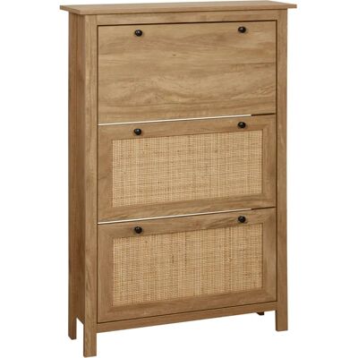 HOMCOM Meuble à Chaussures en Bois Naturel avec 3 Portes - Rangement - Publicité HOMCOM Meuble à Chaussures en Bois Naturel avec 3 Portes - Rangement - Publicité