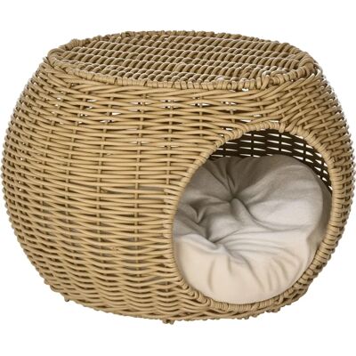 Maison pour Chat PawHut - Rangement en Rotin Résine à Deux Niveaux avec Coussin - Publicité Maison pour Chat PawHut - Rangement en Rotin Résine à Deux Niveaux avec Coussin - Publicité
