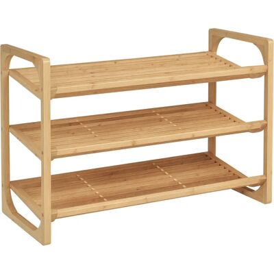Étagère à chaussures en bambou HOMCOM 3 niveaux 9 paires Naturel - Publicité Étagère à chaussures en bambou HOMCOM 3 niveaux 9 paires Naturel - Publicité