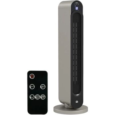 HOMCOM Chauffage oscillant 1100/2200 W - Mini radiateur en céramique - Télécommande - Argent - Publicité HOMCOM Chauffage oscillant 1100/2200 W - Mini radiateur en céramique - Télécommande - Argent - Publicité
