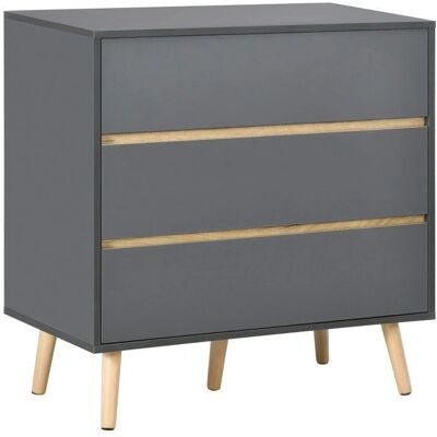 HOMCOM Cómoda Escandinava Gris 3 Cajones - Mueble de Almacenamiento HOMCOM Cómoda Escandinava Gris 3 Cajones - Mueble de Almacenamiento