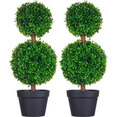 HOMCOM Ensemble de Plantes de Buis Artificielles - 2 Boules Vertes, 60cm - Publicité HOMCOM Ensemble de Plantes de Buis Artificielles - 2 Boules Vertes, 60cm - Publicité
