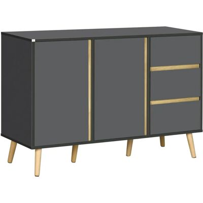 HOMCOM Buffet scandinave - 2 portes, 3 tiroirs - Anthracite - Publicité HOMCOM Buffet scandinave - 2 portes, 3 tiroirs - Anthracite - Publicité