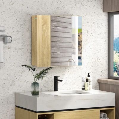 Kleankin Armoire miroir salle de bain - Bois naturel, 60x15x60cm - Publicité Kleankin Armoire miroir salle de bain - Bois naturel, 60x15x60cm - Publicité