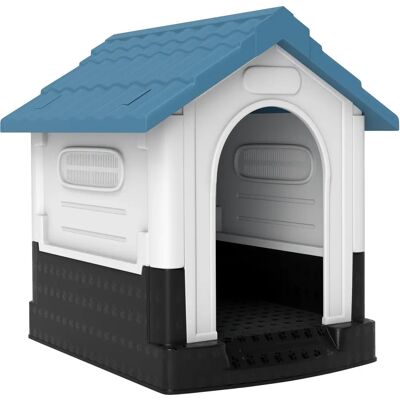 PawHut Maison pour chiens durable Blanc Bleu - Petit/Moyen, 64,5x57x66cm - Publicité PawHut Maison pour chiens durable Blanc Bleu - Petit/Moyen, 64,5x57x66cm - Publicité