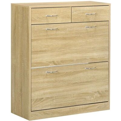HOMCOM Meuble à Chaussures - 80x30x91,5cm, Naturel, 2 Tiroirs, 2 Portes - Publicité HOMCOM Meuble à Chaussures - 80x30x91,5cm, Naturel, 2 Tiroirs, 2 Portes - Publicité