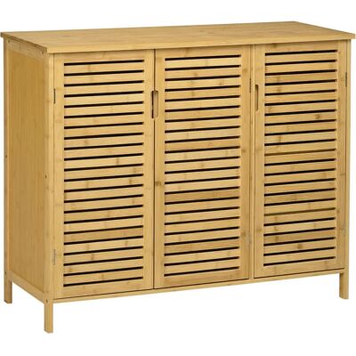 HOMCOM Armoire à Chaussures en Bambou 3 Portes & 6 Étagères - Publicité HOMCOM Armoire à Chaussures en Bambou 3 Portes & 6 Étagères - Publicité
