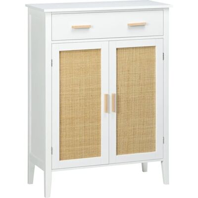 Meuble à chaussures HOMCOM blanc avec 2 portes - 80x35x110cm - Publicité Meuble à chaussures HOMCOM blanc avec 2 portes - 80x35x110cm - Publicité
