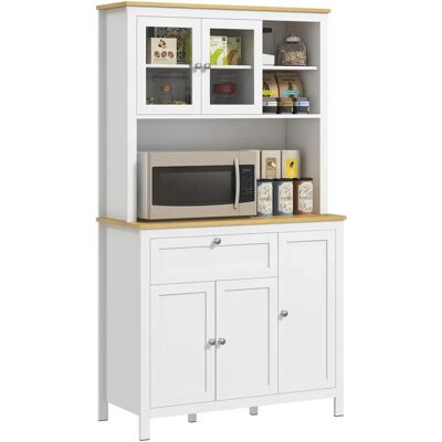 HOMCOM Buffet de Cuisine Blanc avec Vitrines et Rangement - 180cm - Publicité HOMCOM Buffet de Cuisine Blanc avec Vitrines et Rangement - 180cm - Publicité