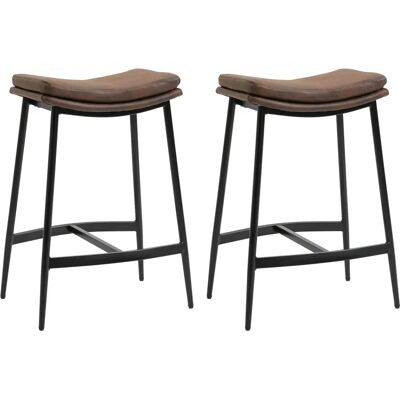 HOMCOM Tabouret de Bar Style Industriel - Siège Courbé - 48,5x38,5x68,5cm - Marron/Noir - Publicité HOMCOM Tabouret de Bar Style Industriel - Siège Courbé - 48,5x38,5x68,5cm - Marron/Noir - Publicité