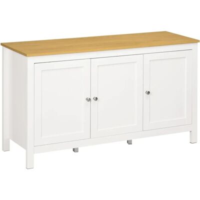 HOMCOM Buffet Blanc Aspect Bois - 3 Portes, Étagères Réglables - 120x40x70cm - Publicité HOMCOM Buffet Blanc Aspect Bois - 3 Portes, Étagères Réglables - 120x40x70cm - Publicité