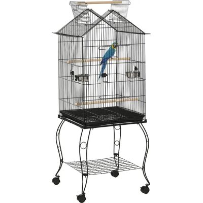 Cage à oiseaux PawHut - 50x58x137-145cm - Noir - Publicité Cage à oiseaux PawHut - 50x58x137-145cm - Noir - Publicité