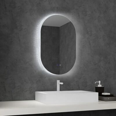 Kleankin Oval LED-Badezimmerspiegel - Anti-Beschlag, Touchsteuerung, 81x51cm Kleankin Oval LED-Badezimmerspiegel - Anti-Beschlag, Touchsteuerung, 81x51cm