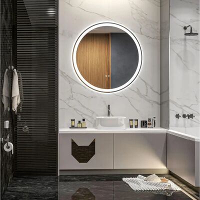 Miroir rond LED de salle de bain Kleankin - 80cm - Anti-buée, tactile, 3 couleurs - Publicité Miroir rond LED de salle de bain Kleankin - 80cm - Anti-buée, tactile, 3 couleurs - Publicité