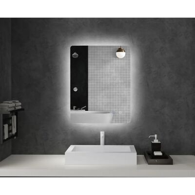 Kleankin LED-Badezimmerspiegel - Rechteckig, Anti-Beschlag, 80x60cm Kleankin LED-Badezimmerspiegel - Rechteckig, Anti-Beschlag, 80x60cm