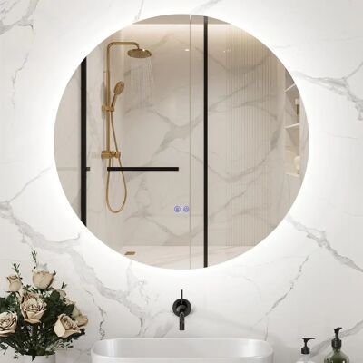 Miroir rond LED 60cm - Salle de bain Kleankin - Publicité Miroir rond LED 60cm - Salle de bain Kleankin - Publicité