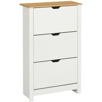 HOMCOM Armoire à Chaussures 3 Portes Blanc Chêne - Garde-robe - Publicité HOMCOM Armoire à Chaussures 3 Portes Blanc Chêne - Garde-robe - Publicité