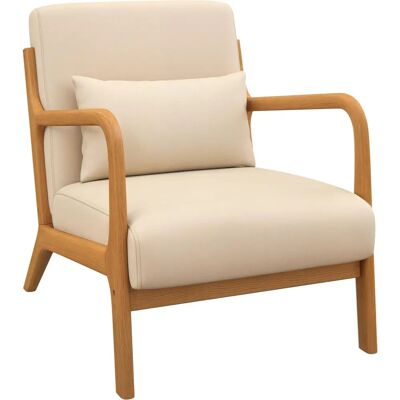 Fauteuil lounge beige HOMCOM - Assise profonde & 3 coussins - Publicité Fauteuil lounge beige HOMCOM - Assise profonde & 3 coussins - Publicité