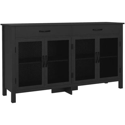 HOMCOM Buffet bas - 4 portes style industriel - Noir - Publicité HOMCOM Buffet bas - 4 portes style industriel - Noir - Publicité