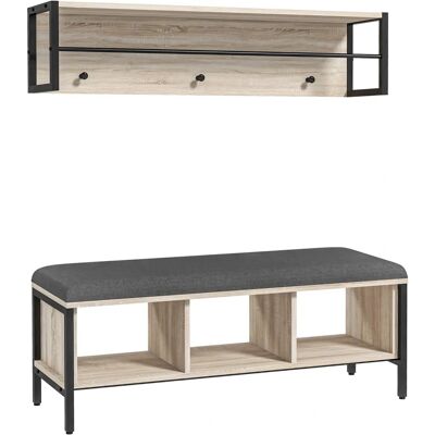 Ensemble de Mobilier d'Entrée HOMCOM - Porte-Manteaux et Banc à Chaussures - Naturel & Noir - Publicité Ensemble de Mobilier d'Entrée HOMCOM - Porte-Manteaux et Banc à Chaussures - Naturel & Noir - Publicité