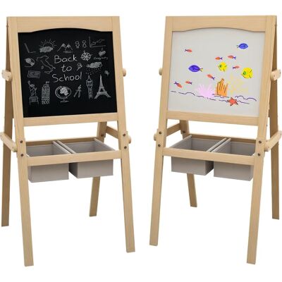 Tableau enfant AIYAPLAY - Chevalet double face tableau à craie et blanc - Rouleau papier - Paniers de rangement - MDF pin - Publicité Tableau enfant AIYAPLAY - Chevalet double face tableau à craie et blanc - Rouleau papier - Paniers de rangement - MDF pin - Publicité