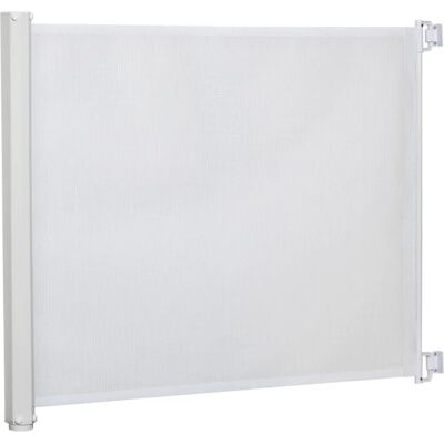 PawHut Barrière de Sécurité Animaux - Rétractable, 1,15m, Acier Blanc PawHut Barrière de Sécurité Animaux - Rétractable, 1,15m, Acier Blanc
