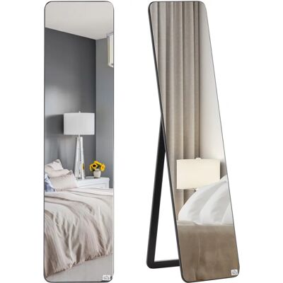 Grand miroir rectangulaire noir HOMCOM - Décoration chambre moderne - Publicité Grand miroir rectangulaire noir HOMCOM - Décoration chambre moderne - Publicité
