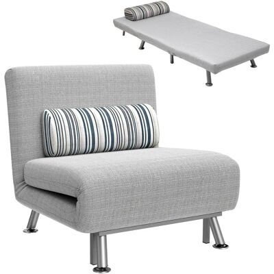 Homcom Fauteuil Convertible 3-en-1 Gris - Lit d'appoint - Publicité Homcom Fauteuil Convertible 3-en-1 Gris - Lit d'appoint - Publicité