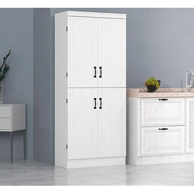 HOMCOM Armoire de Cuisine Blanche Moderne - 76x40x177 cm - Publicité HOMCOM Armoire de Cuisine Blanche Moderne - 76x40x177 cm - Publicité