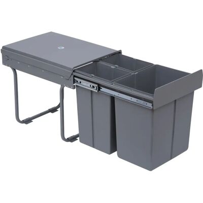 HOMCOM Poubelle coulissante 40L avec 3 bacs amovibles pour tri sélectif - gris - Publicité HOMCOM Poubelle coulissante 40L avec 3 bacs amovibles pour tri sélectif - gris - Publicité
