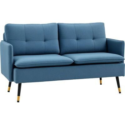 Canapé HOMCOM Bleu Style Art Déco 2 Places - Canapé - Publicité Canapé HOMCOM Bleu Style Art Déco 2 Places - Canapé - Publicité