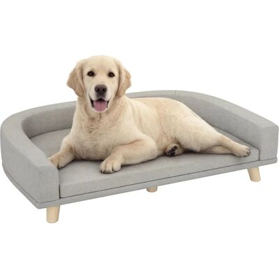 Divano per Cani PawHut - Piedi in Legno Rialzati - Cuscino Rimovibile - Grande Divano per Cani PawHut - Piedi in Legno Rialzati - Cuscino Rimovibile - Grande