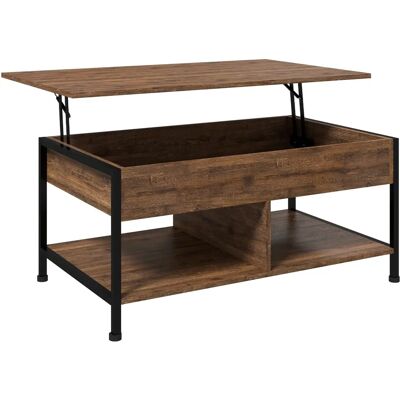 HOMCOM Table basse en bois noir rustique avec rangement - Salon - Publicité HOMCOM Table basse en bois noir rustique avec rangement - Salon - Publicité