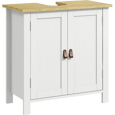Armoire de salle de bain kleankin - 60x30x60cm, Blanc, 2 portes, étagère réglable - Publicité Armoire de salle de bain kleankin - 60x30x60cm, Blanc, 2 portes, étagère réglable - Publicité