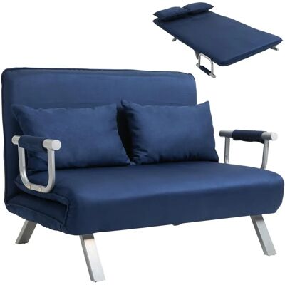 Homcom Canapé-Lit Bleu 2 Places - Convertible, Housse Détachable, Confort - Publicité Homcom Canapé-Lit Bleu 2 Places - Convertible, Housse Détachable, Confort - Publicité