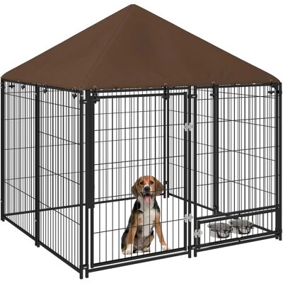 PawHut Enclos extérieur pour chiens - Métal Oxford résistant aux intempéries 141x141x151cm - Noir - Publicité PawHut Enclos extérieur pour chiens - Métal Oxford résistant aux intempéries 141x141x151cm - Noir - Publicité