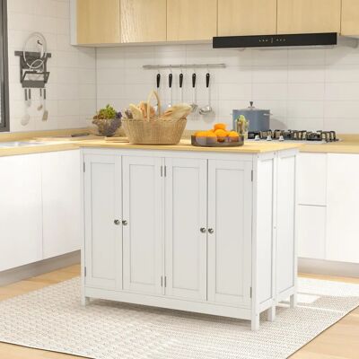 HOMCOM Îlot de Cuisine Blanc avec 2 Tabourets - Design Moderne - Publicité HOMCOM Îlot de Cuisine Blanc avec 2 Tabourets - Design Moderne - Publicité