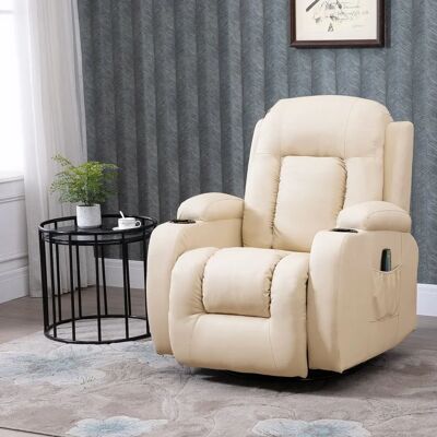 Fauteuil de Massage Électrique HOMCOM - 8 Points, Chauffant, Rotation 360° - Crème - Publicité Fauteuil de Massage Électrique HOMCOM - 8 Points, Chauffant, Rotation 360° - Crème - Publicité