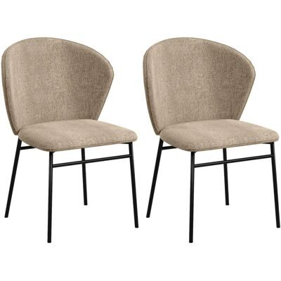 HOMCOM Lot de 2 Chaises de Salle à Manger - Tissu Lin - Design Moderne - Publicité HOMCOM Lot de 2 Chaises de Salle à Manger - Tissu Lin - Design Moderne - Publicité