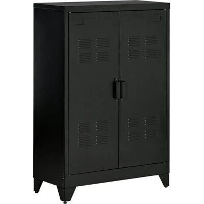 Armoire métallique style industriel HOMCOM Noir - 2 étagères - Publicité Armoire métallique style industriel HOMCOM Noir - 2 étagères - Publicité