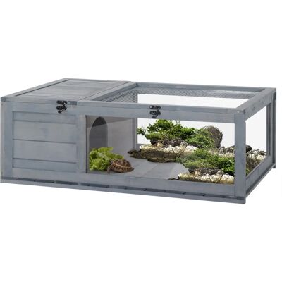 Recinto per Tartarughe PawHut - Doppio Spazio - Grigio - Habitat per Piccoli Animali Recinto per Tartarughe PawHut - Doppio Spazio - Grigio - Habitat per Piccoli Animali