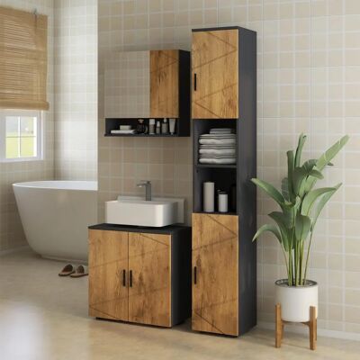 Kleankin Armadio a specchio da bagno a parete con spazio - 55x17x55cm Kleankin Armadio a specchio da bagno a parete con spazio - 55x17x55cm