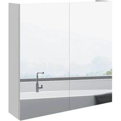 Armario de baño Kleankin - Montaje en pared, puertas con espejo, estantes ajustables Armario de baño Kleankin - Montaje en pared, puertas con espejo, estantes ajustables